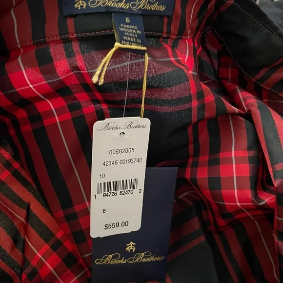 SOLD ❤️Host Pick ❤️ NWT Brooks Brothers Taffeta Tartan Pleated Shirt Dress - Picture 4 of 4